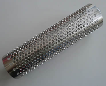 Perforated filter tube made of round holes.