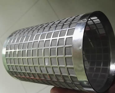Perforated filter tube with square hole perforated mesh in the surface and inside is a layer of fine woven mesh.