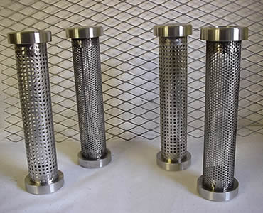 Four perforated filter tubes with square holes and with stick out SS edges on its two ends.
